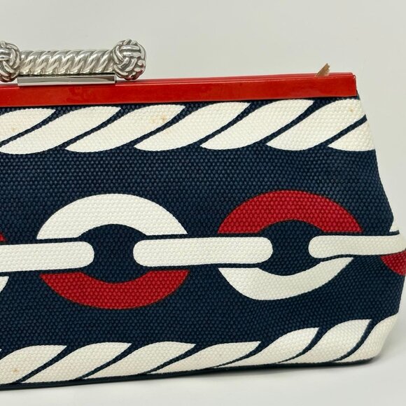 Brighton Nautical Chain Print Clutch with Chain Strap – Red, White & Blue - Picture 7 of 13